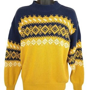 Gap Sweater Vintage 90s Fair Isle Winter Holiday Heavy Knit Mens Size Small
